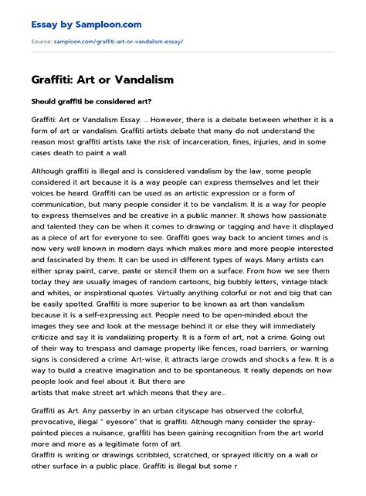 Is graffiti an art or vandalism argument?