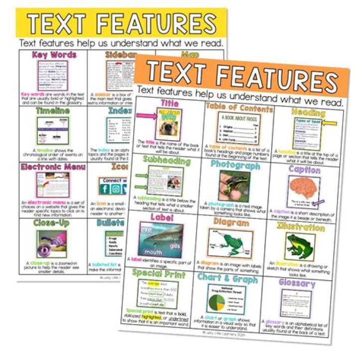 What are 5 text features examples?