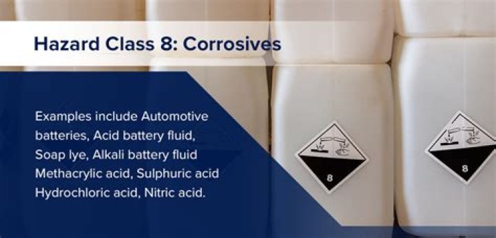 What is considered a Class 8 corrosive?